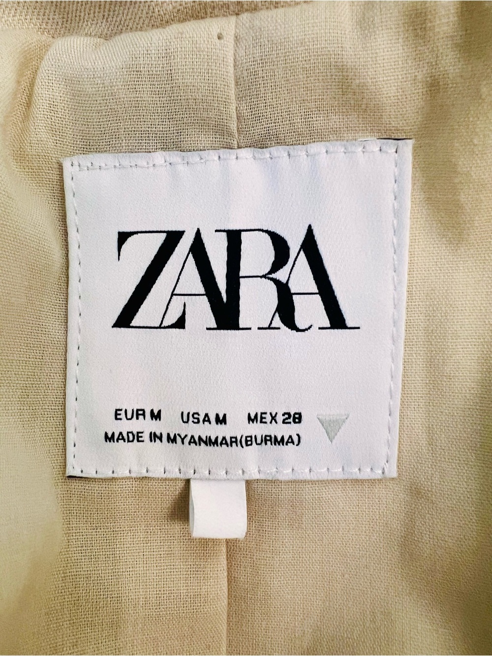 Zara Cropped Double-Breasted Linen Blend Blazer Jacket Beige Women’s M - Picture 2 of 7